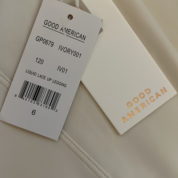NWT Good American Bombshell Leggings in Ivory with Lace Up Fly in 6 (3X) - Picture 5 of 10